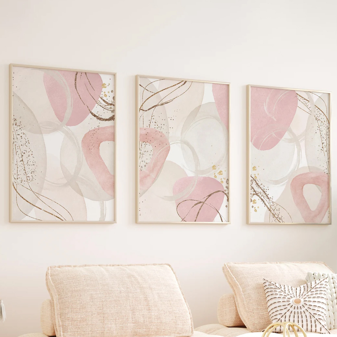 Photography Kit - 3pcs Set Wall Art Pink Canvas
