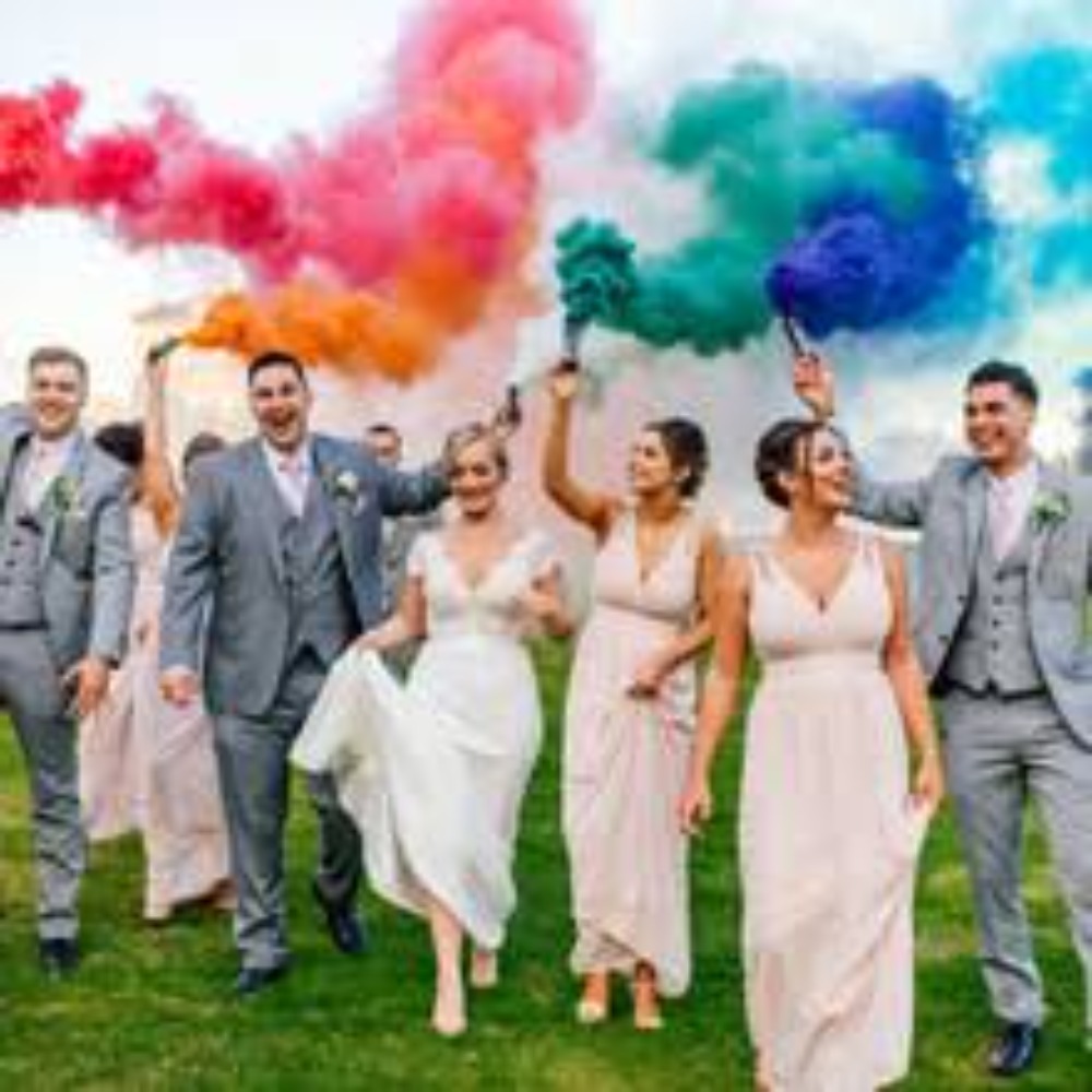 Photography Year - Colorful Handheld Smokes Wedding Stage Studio